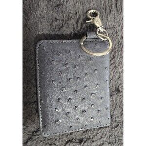 New CAPRICE Ostrich Grey Leather Keychain ID Holder WALLET Metropolitan NwoT